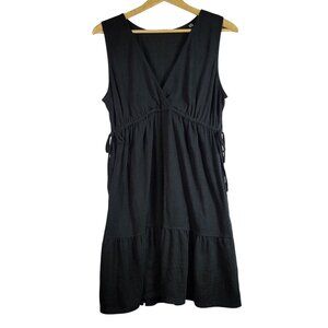 Max Studio Women Sleeveless Dress Black Large Crossover VNeck Adj Waist Pullover